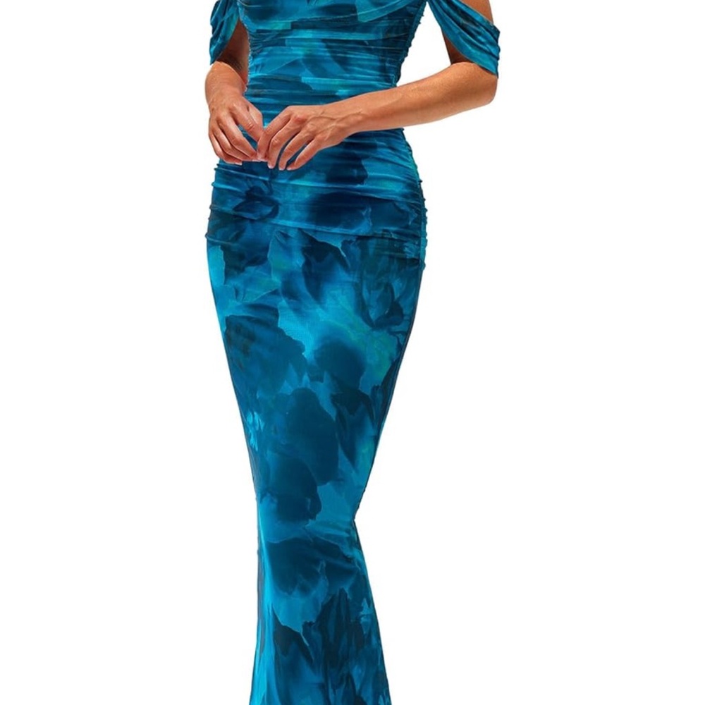 Elegant Blue Off-Shoulder Dress